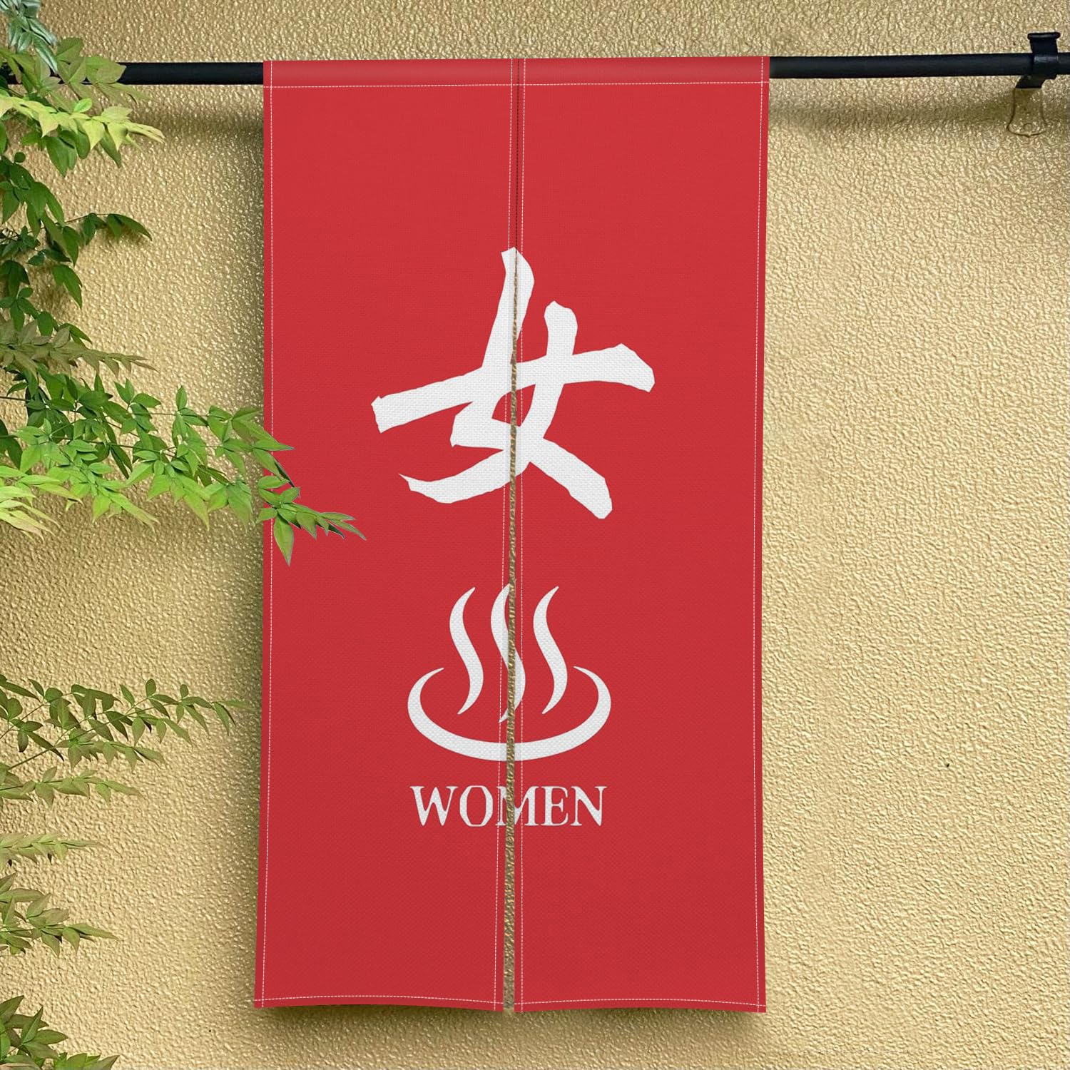 Amazon｜Qinunipoto のれん 湯 女 和風 お風呂 赤い柄 暖簾 幅72×丈